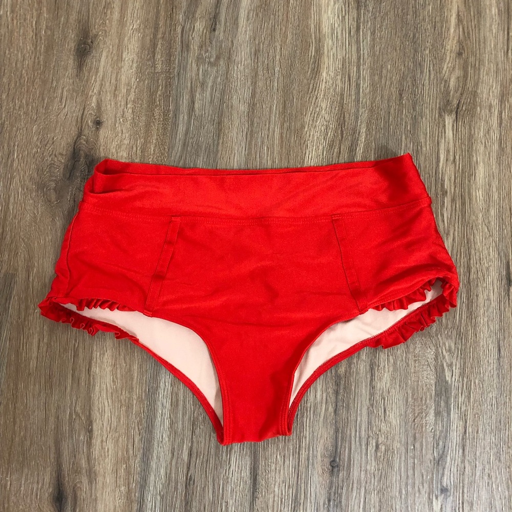Albion Red High-Waist Bikini Bottoms